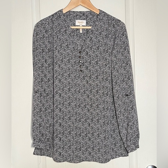 Laundry By Shelli Segal Tops - Laundry By Shelli Segal Chevron  Henley Tunic Blouse Classic Office Wear Boho XS